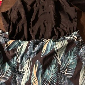 BloomChic Black and Teal Leaf Print Dress